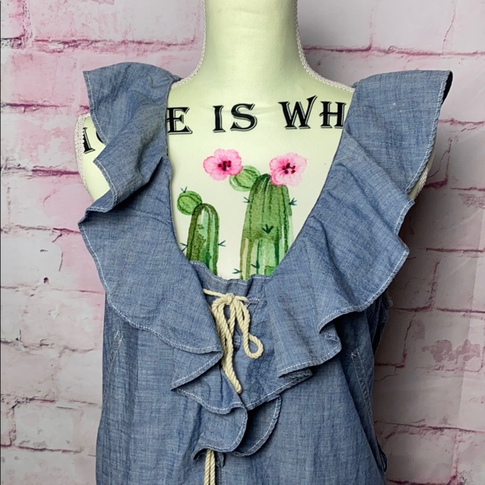 DECK BOAT DRESS!! Ralph Lauren Blue Ruffled Dress - Picture 9 of 10